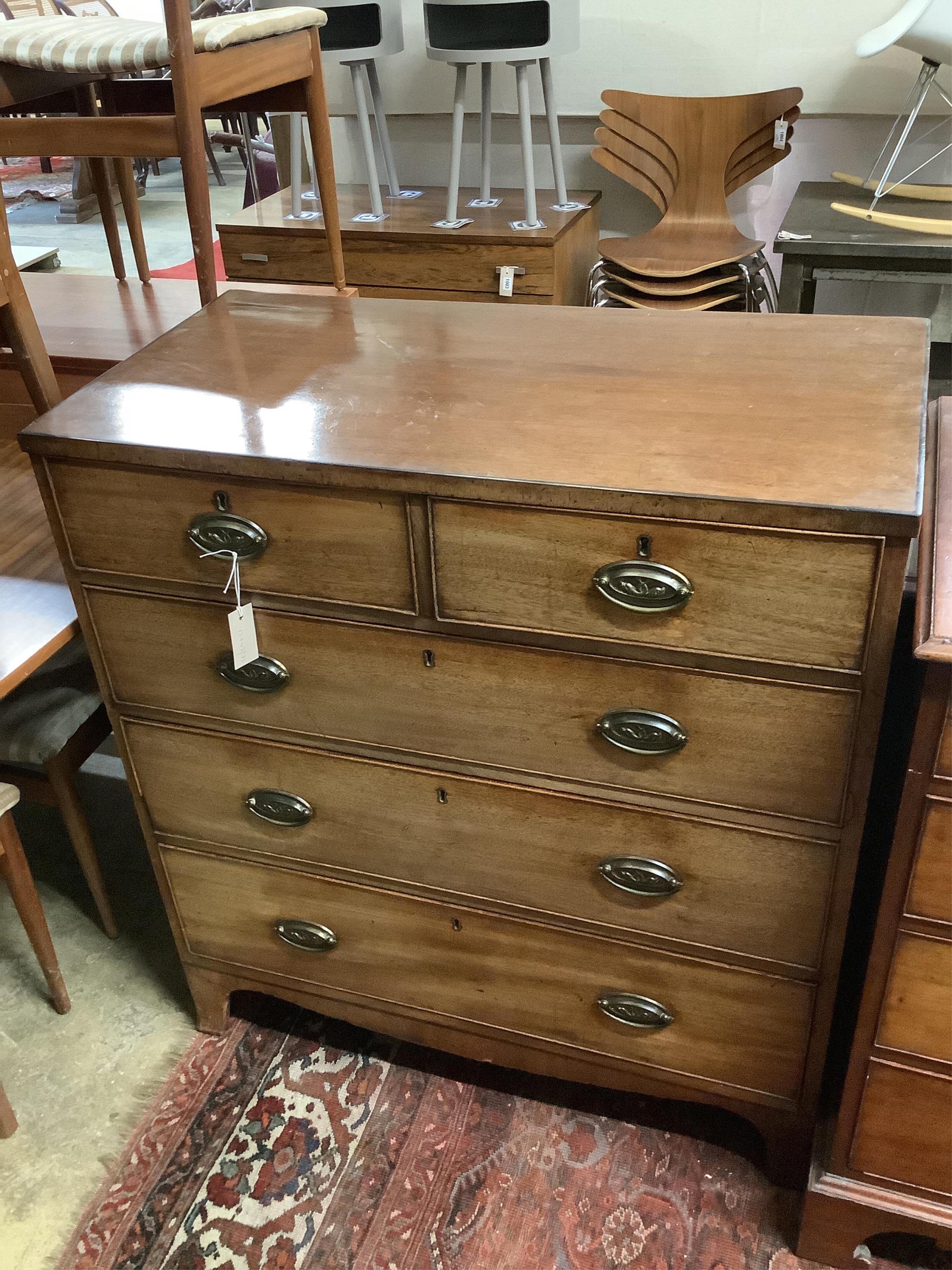 A George IV five drawer mahogany chest, width 91cm, depth 49cm, height 101cm